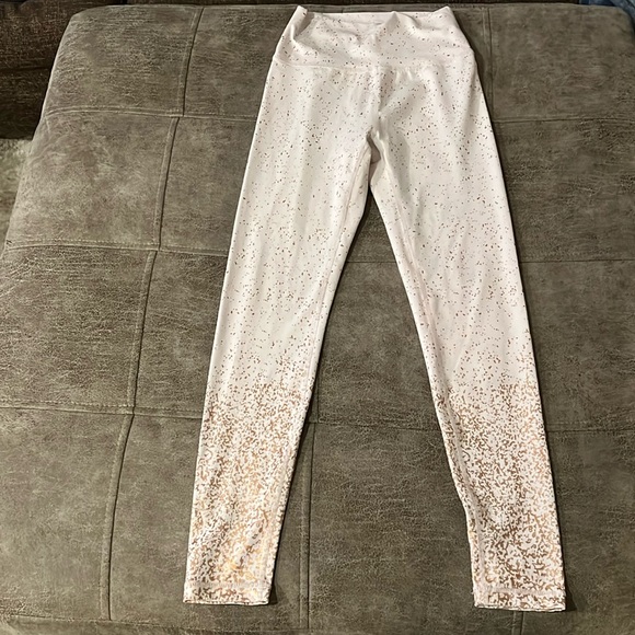 Buffbunny Collection Pants - BuffBunny Womens High Rise Rose Gold Speckled Leggings White Size Small
